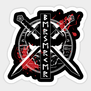 Berserker, Viking Warrior, Norse Runes and Skull Sticker